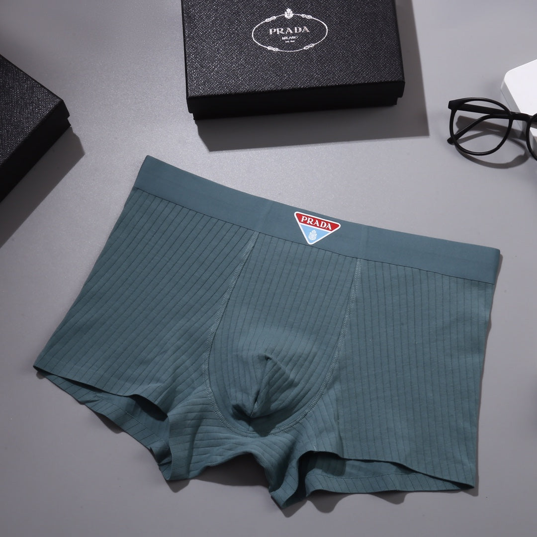 Prada 95% Cotton & 5% Spandex Seamless-Cut Men's Boxer Briefs - 3-Piece Box