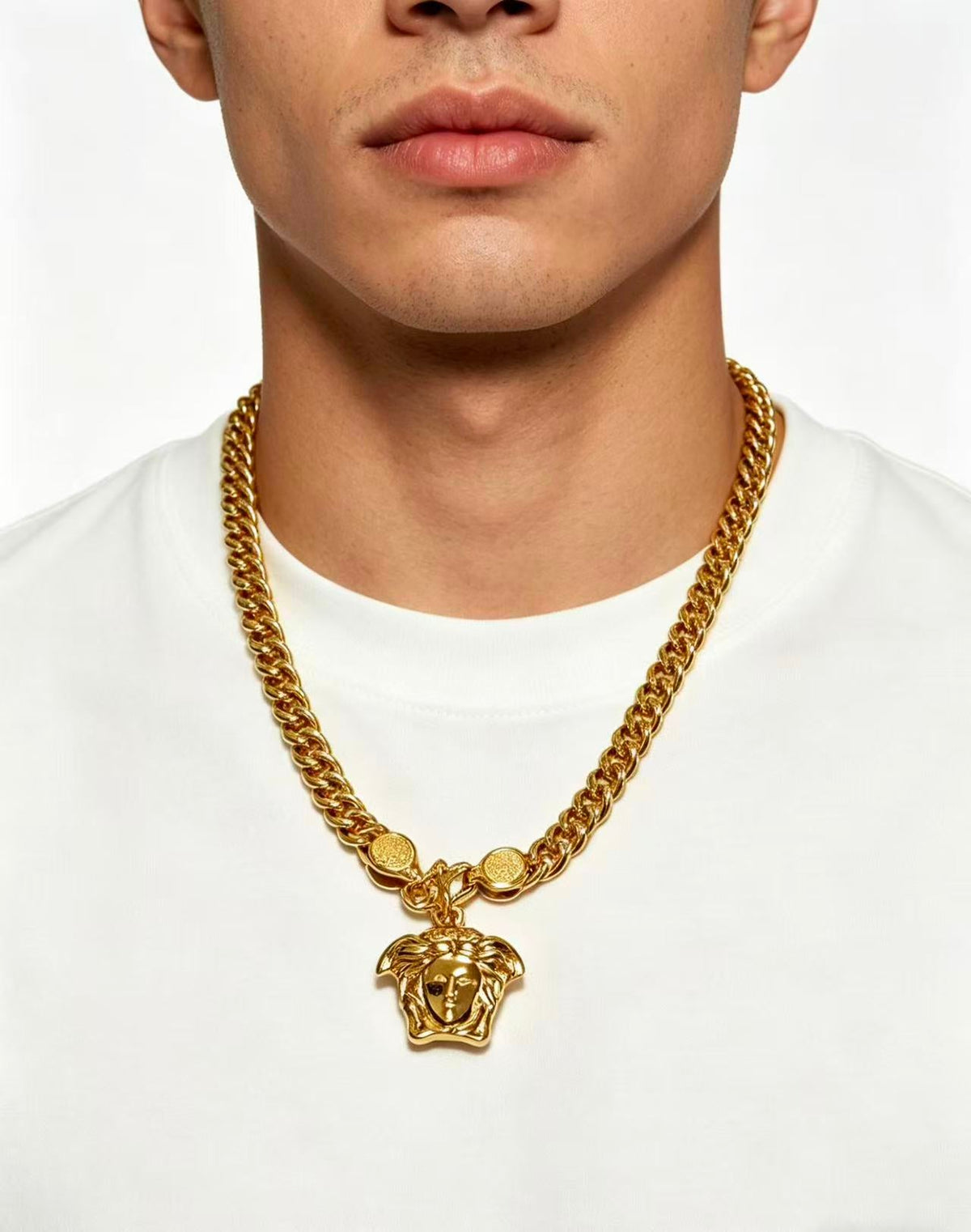 Martin Graham pendant necklace in polished metal-tone – styled product view