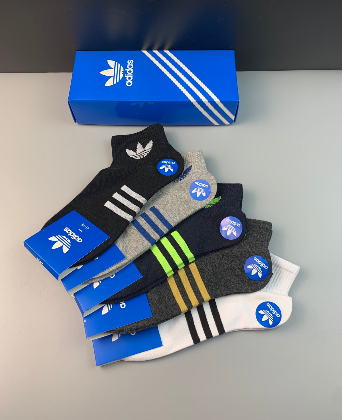 Adidas Cotton Ankle Socks - Box of 5 Pairs
