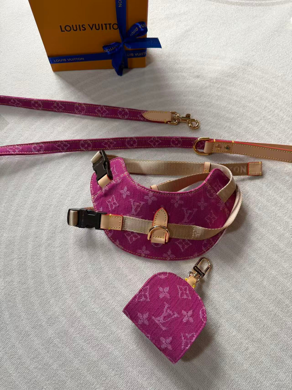 Adjustable Denim-Look Pet Harness Collection – Design 02 side view