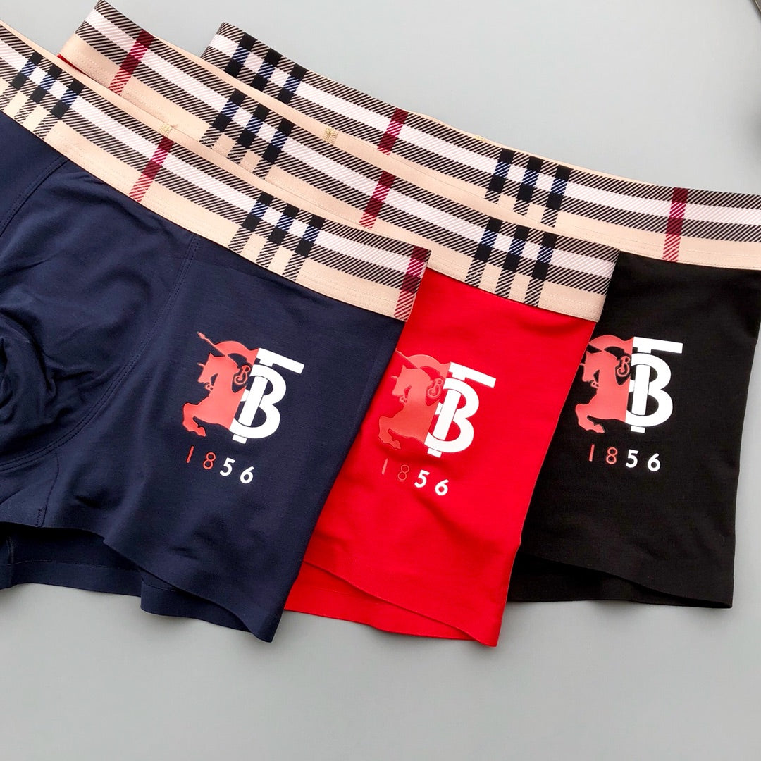Burberry Check-Inspired Waistbands And Crest Details Men's Boxer Briefs - 3-Piece Box