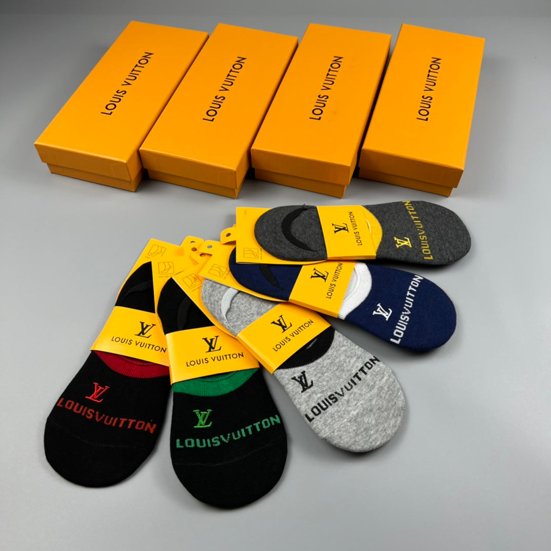 Louis Vuitton Colour-Accented Initials No-Show Socks - 5-Pair Set