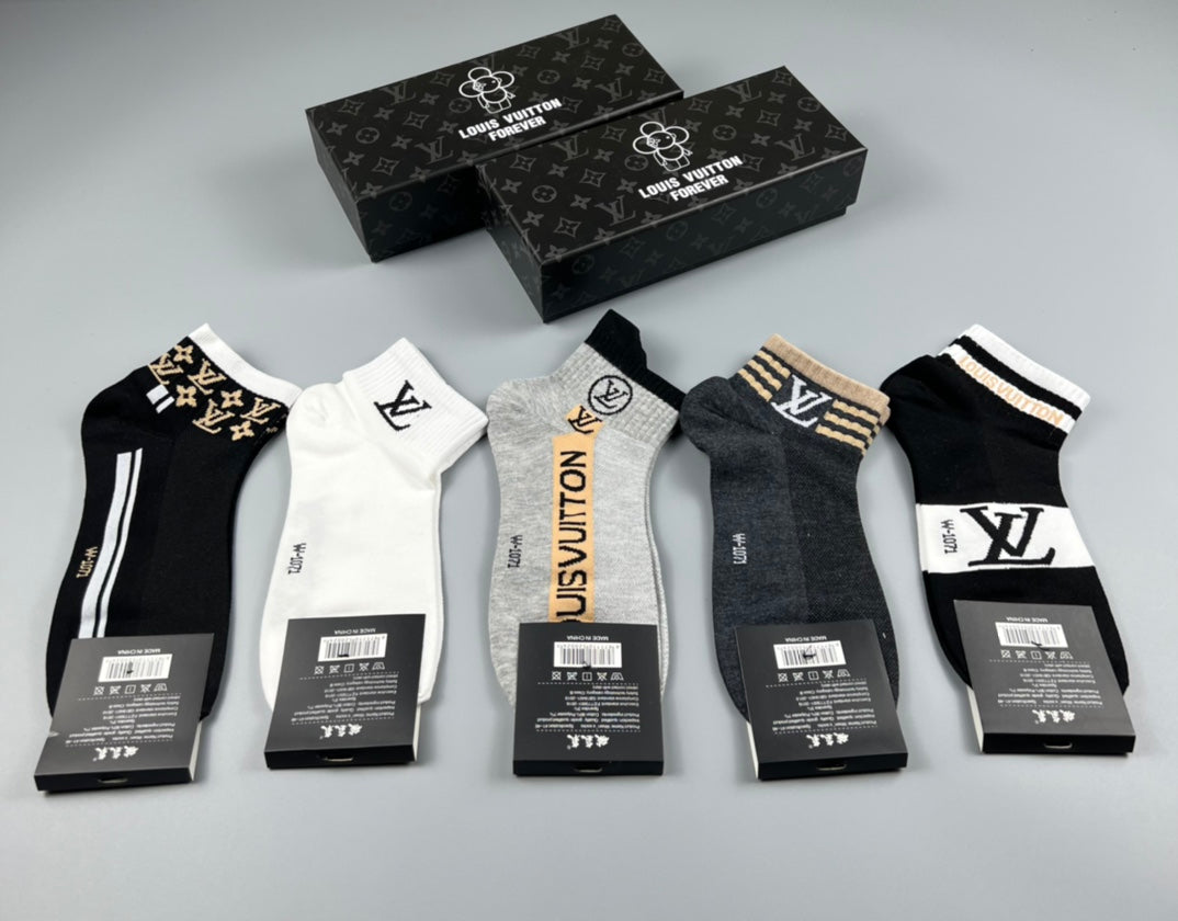 Louis Vuitton Star And Initial Ankle Socks - 5-Pair Set