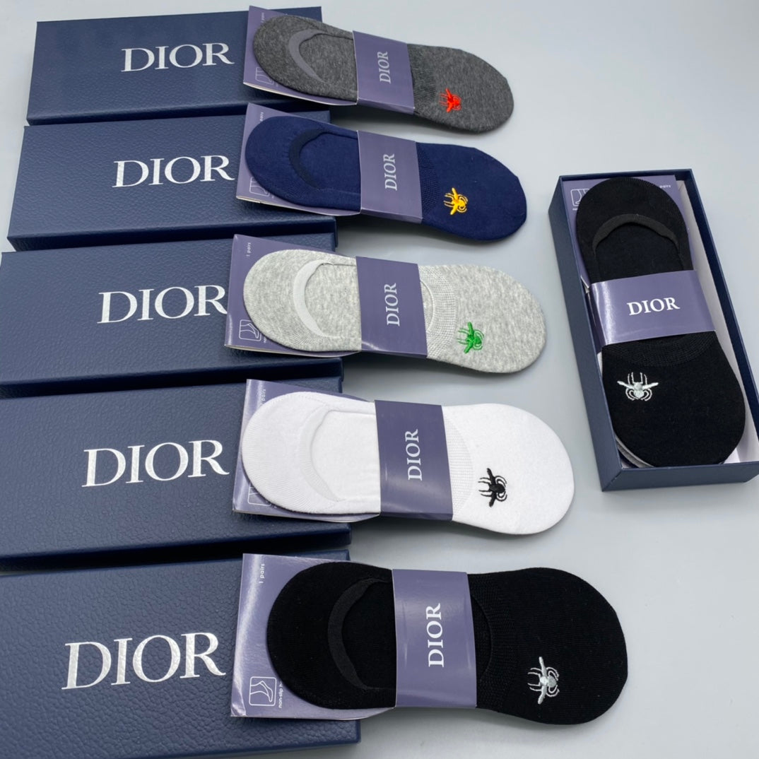 Dior Embroidered Bee No-Show Socks - Box of 5 Pairs