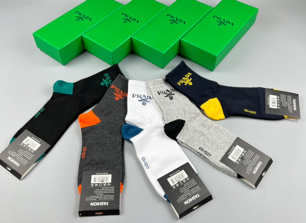 Prada Colourful Heel And Toe Accents Crew Socks