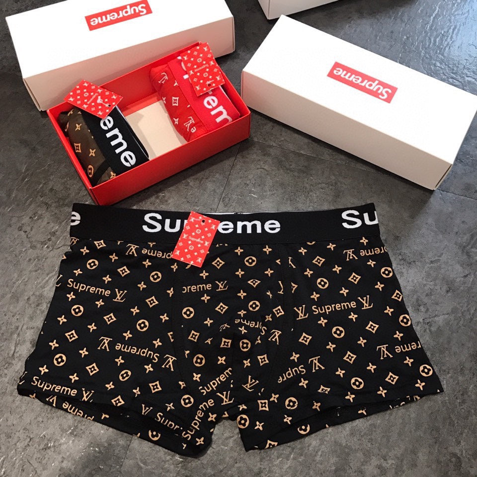 Louis Vuitton x Supreme All-Over Monogram-Style Graphics Men's Boxer Briefs - 3-Piece Box