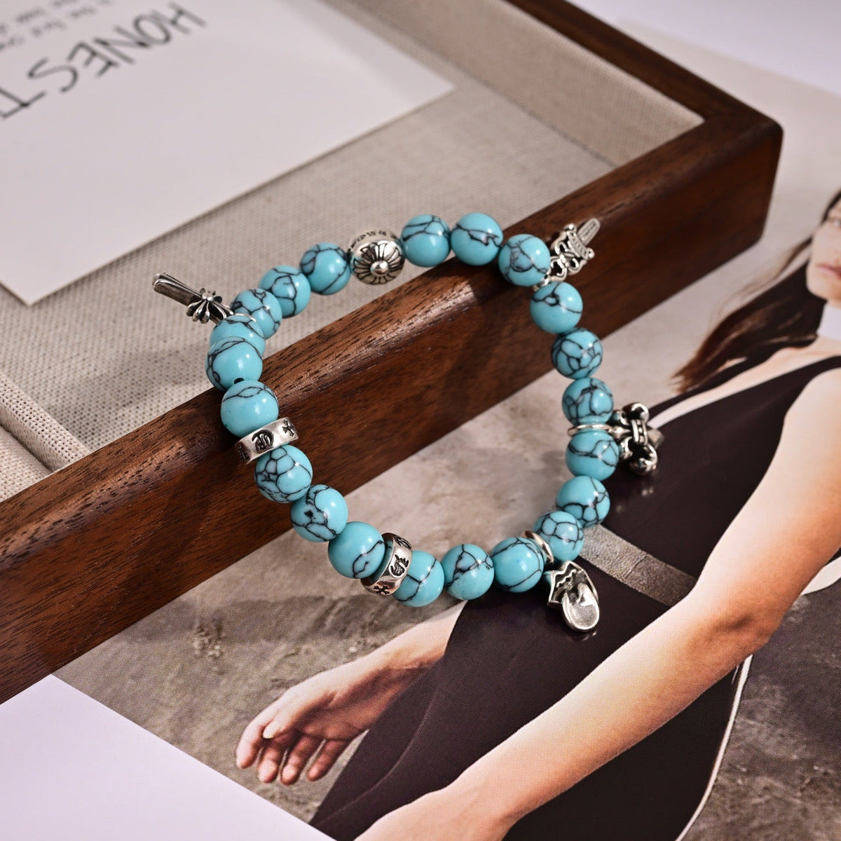 Martin Graham bracelet in polished metal-tone – close-up detail