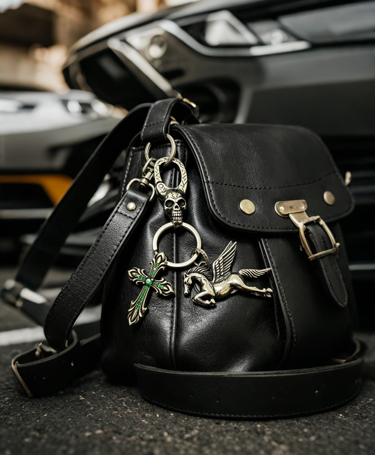 Martin Graham keychain in polished metal-tone – close-up detail