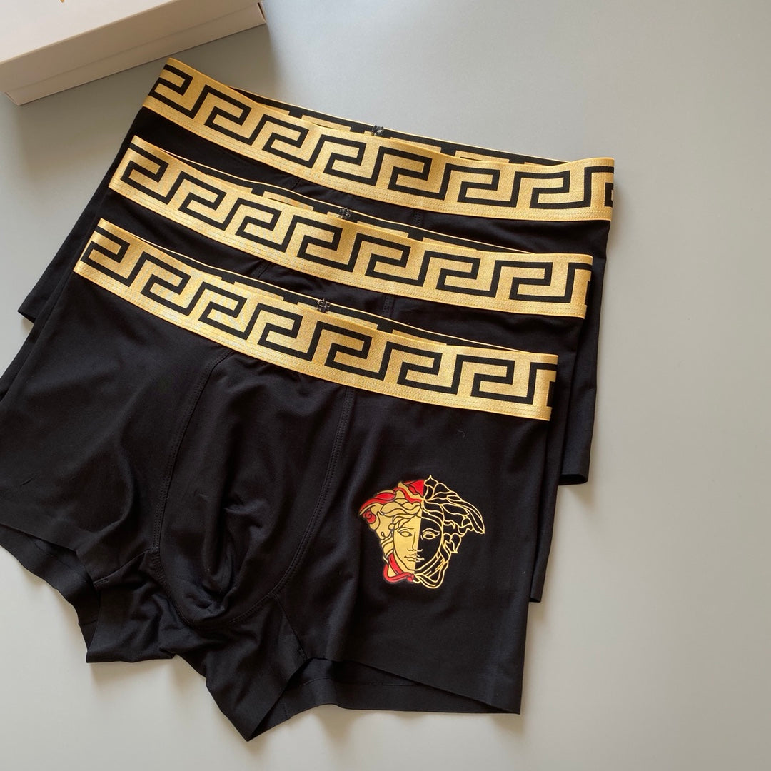 Versace 91% Modal & 9% Spandex Medusa Series Seamless-Cut Men's Boxer Briefs - 3-Piece Box