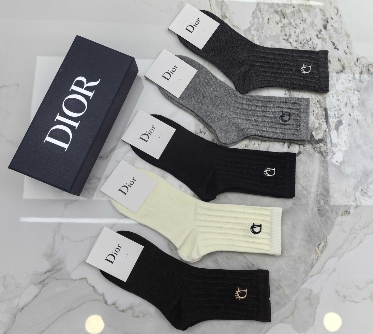 Dior Combed Cotton Crew Socks - 5-Pair Set