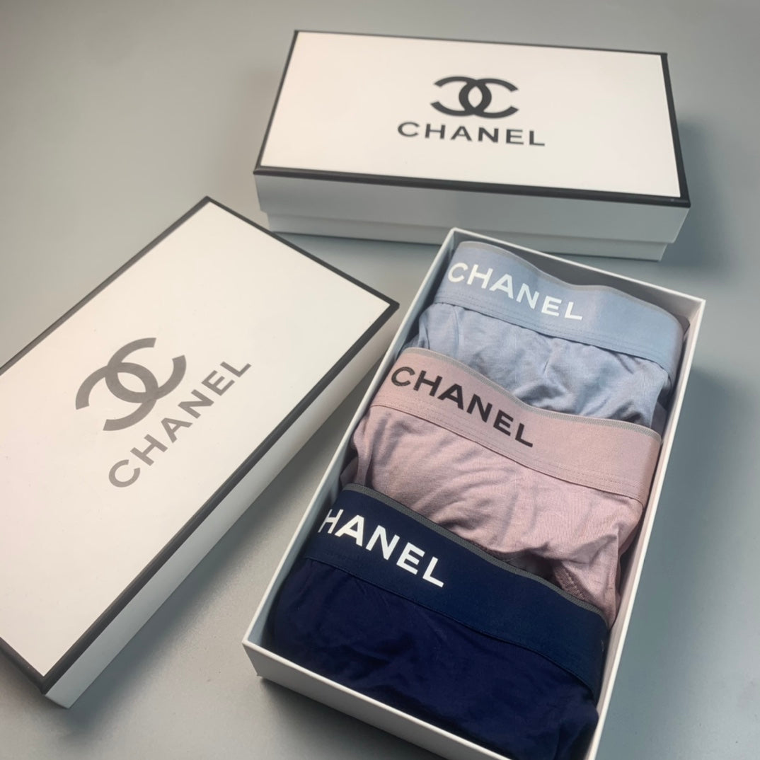 Chanel Odell Blue, Green & White Tonal Waistbands Men's Briefs - 3-Piece Box