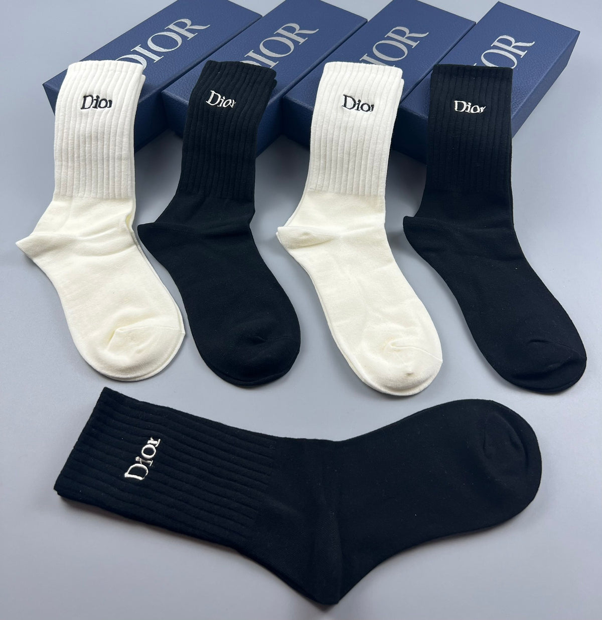 Dior Clean Wordmark Crew Socks - 5-Pair Set