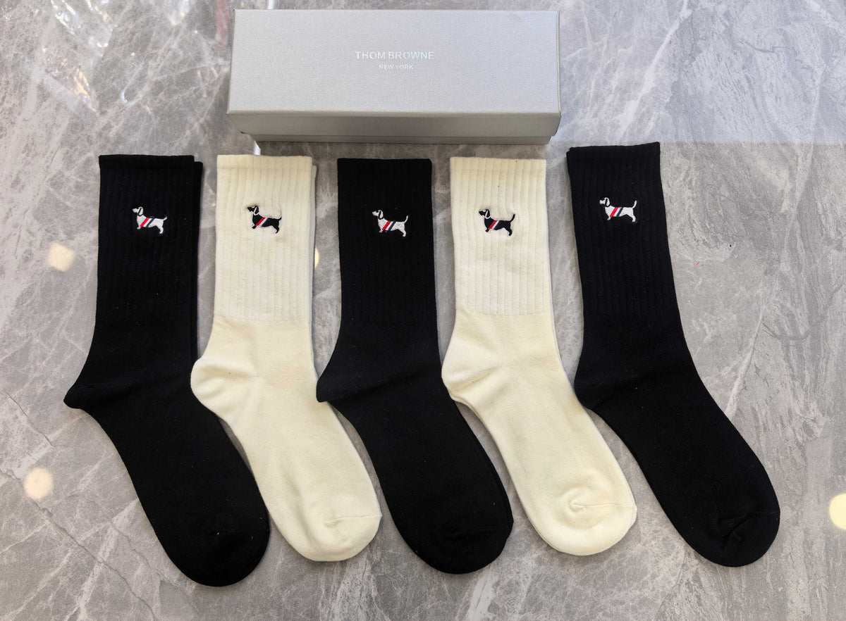 Thom Browne Cotton No-Show Socks - 5-Pair Set