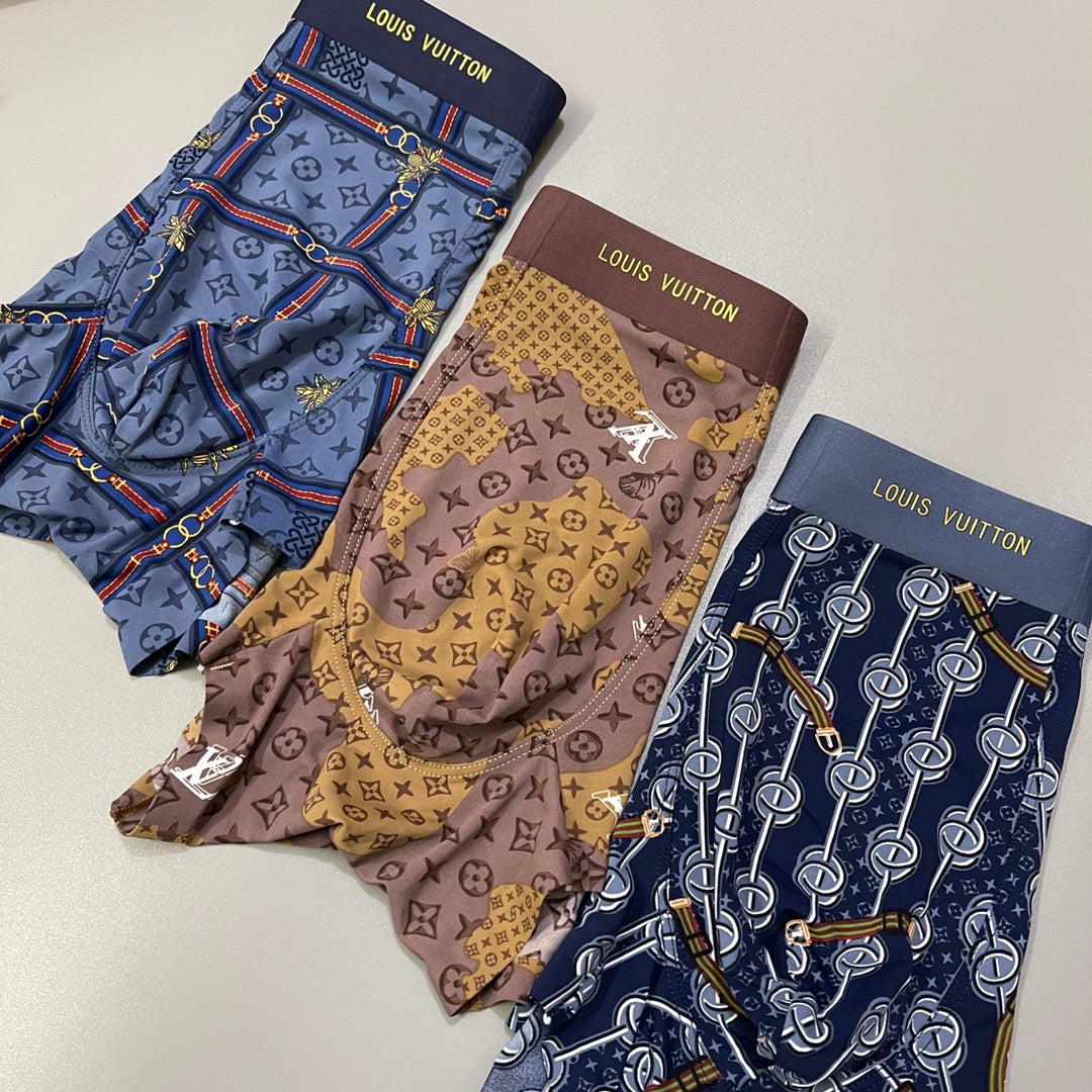 Louis Vuitton All-Over Monogram-Style Prints Men's Boxer Briefs - 3-Piece Box
