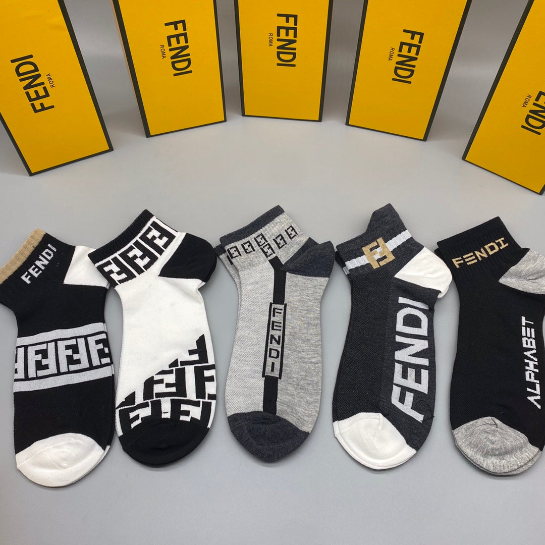 Fendi Logo Ankle Socks - 5-Pair Box