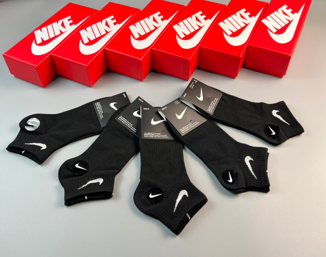 Nike Black-and-White Swoosh Ankle Socks