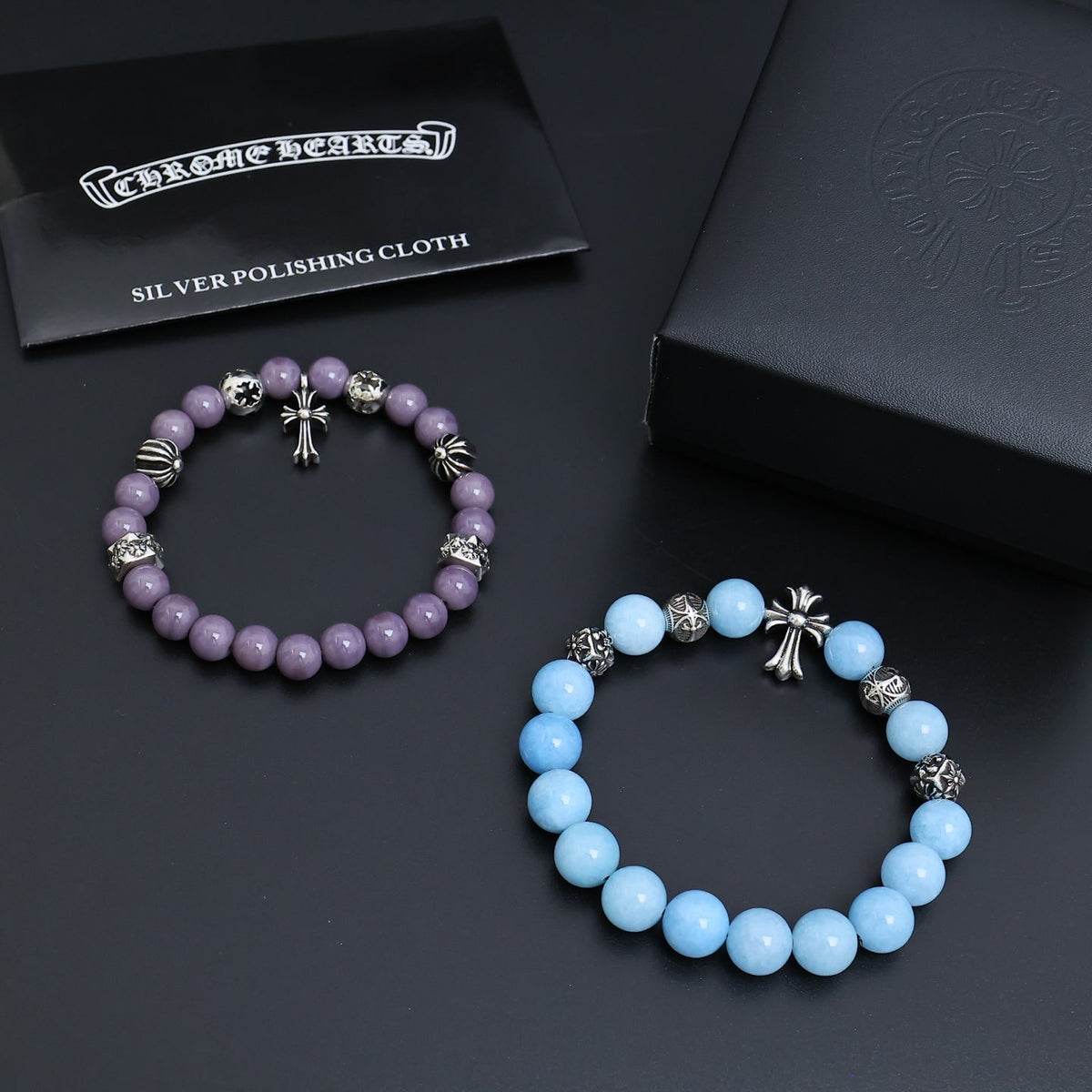 Martin Graham beaded bracelet in polished metal-tone – styled product view