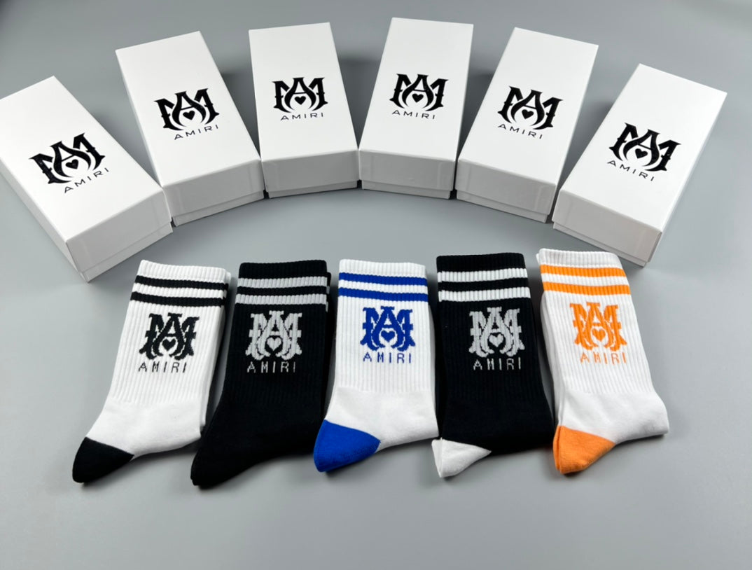 Amiri Colourful Crest-Style Graphics Crew Socks - 5-Pair Set