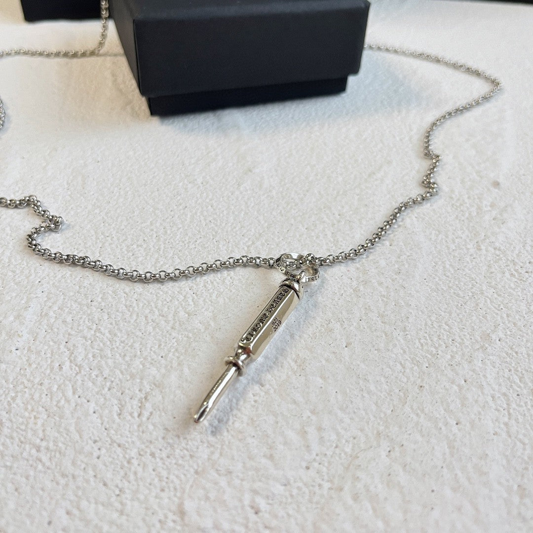 Martin Graham pendant necklace in polished metal-tone – styled product view