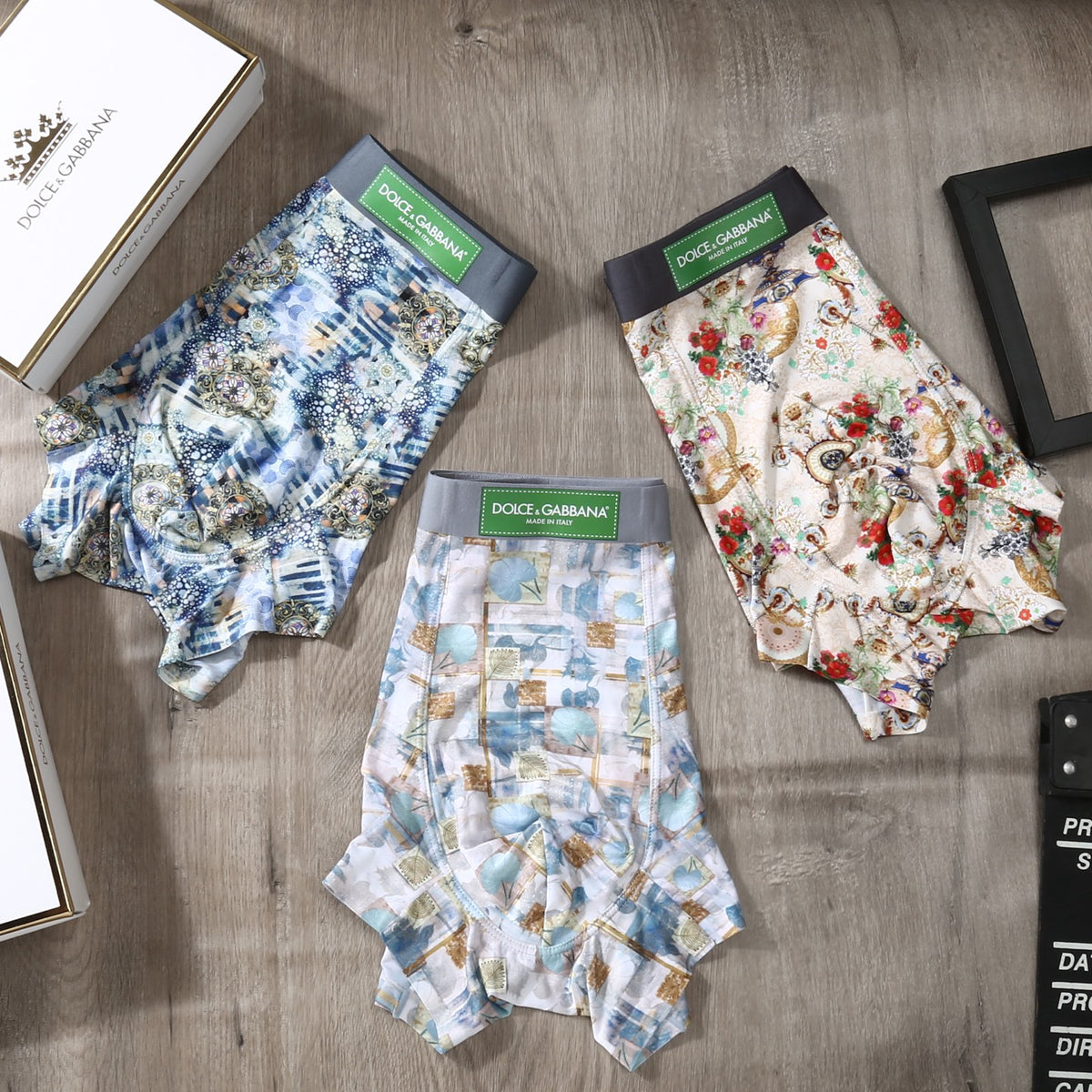 Dolce & Gabbana Ornate Print Men's Trunk Underwear - 3-Piece Box