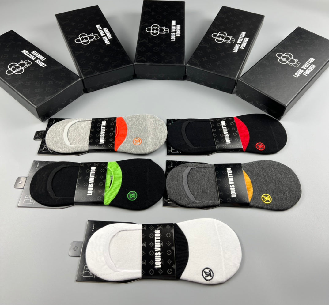 Louis Vuitton Colourful Contrast Accents No-Show Socks - 5-Pair Set