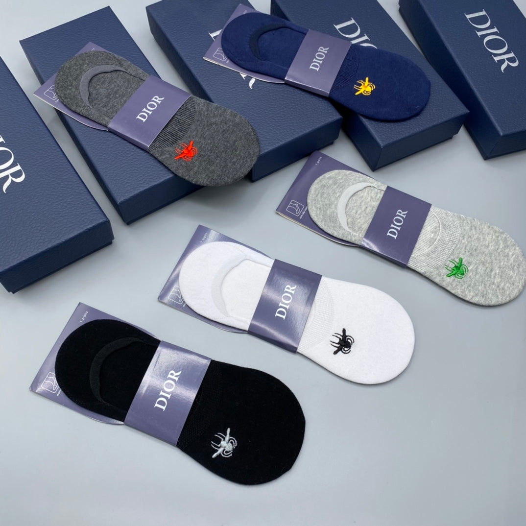 Dior Embroidered Bee No-Show Socks - Box of 5 Pairs