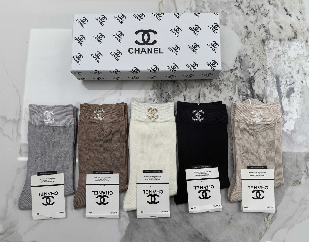 Chanel Modal Blend Crew Socks - 5-Pair Set