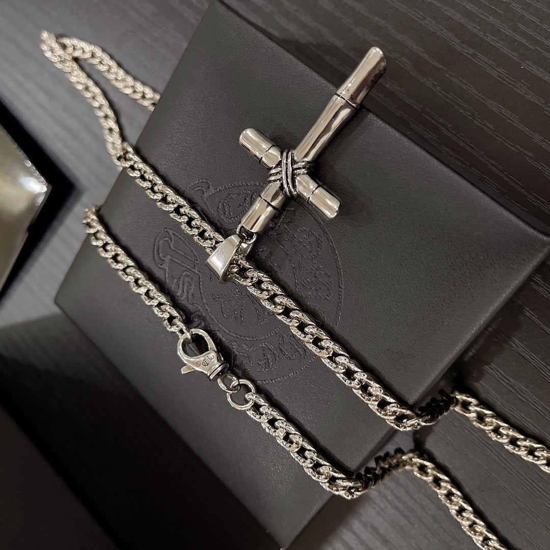 Martin Graham pendant necklace in polished metal-tone – styled product view