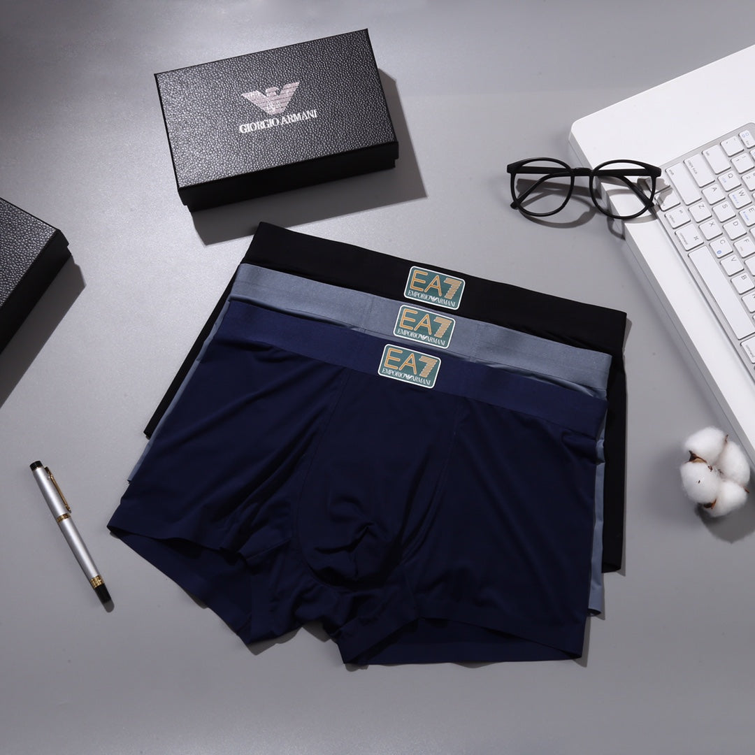 Armani 82.5% Nylon & 17.5% Spandex Seamless-Cut Men's Boxer Briefs - 3-Piece Box
