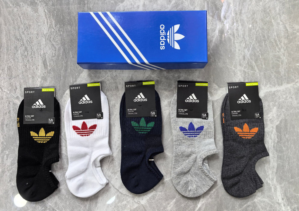 Adidas Cotton Multicolour Trefoil Motifs No-Show Socks