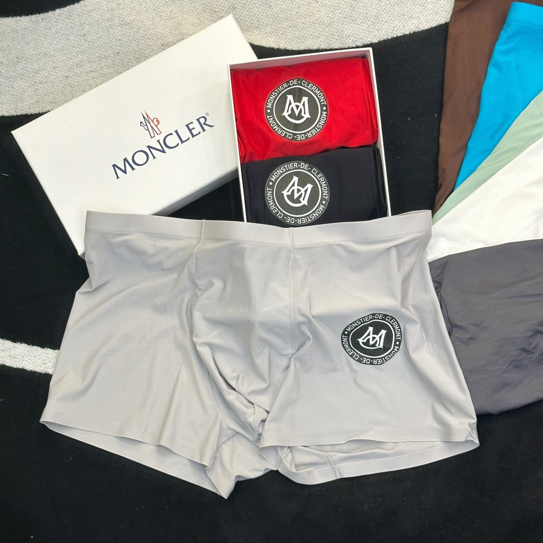 Moncler Goat-milk silk Circular Patch Men's Boxer Briefs - 3-Piece Box