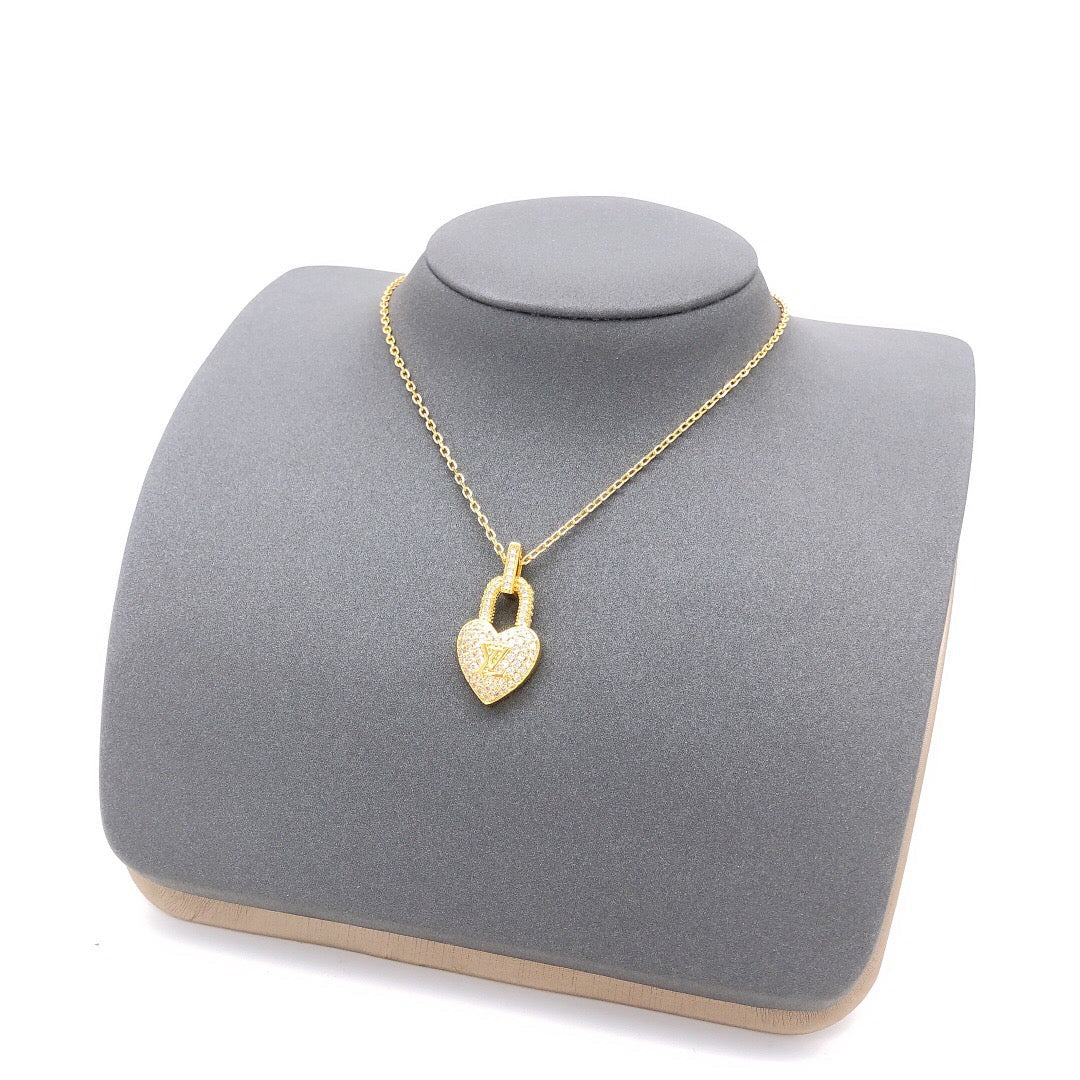 Heart Pendant Necklace in Gold-Tone – Design 002 styled product view