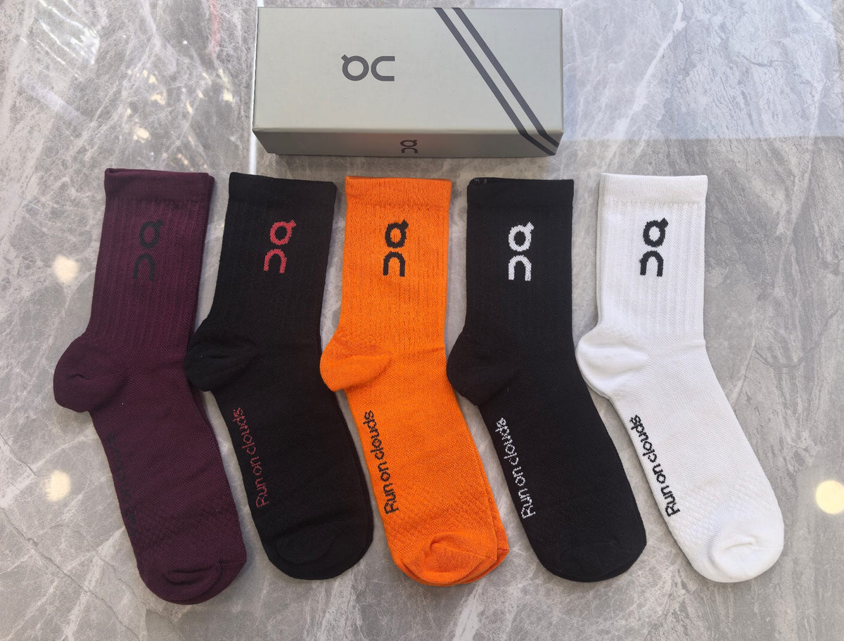 On Contrast Logo Crew Socks - 5-Pair Set