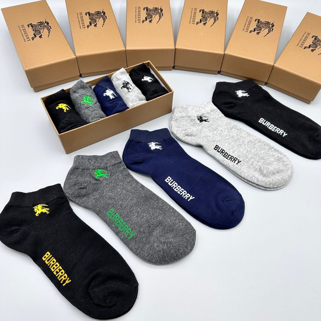 Burberry Logo Ankle Socks - 5-Pair Box