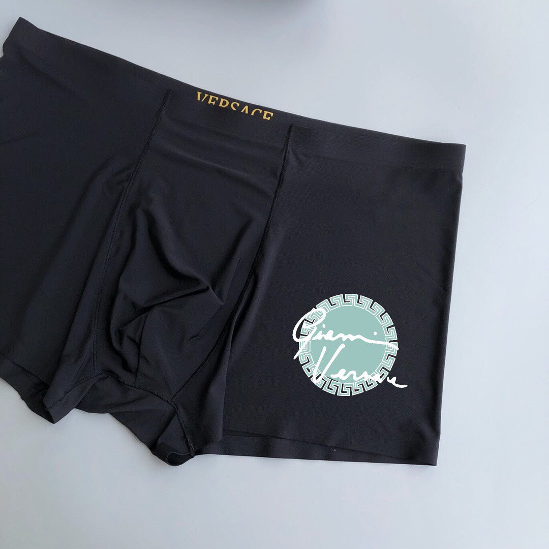 Versace Solid Panels And Visible Emblem Details Men's Boxer Briefs - 3-Piece Box