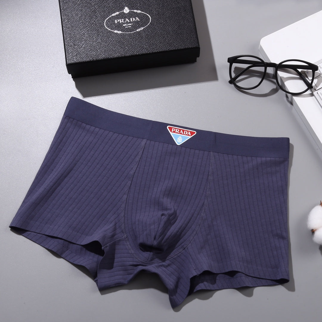 Prada 95% Cotton & 5% Spandex Seamless-Cut Men's Boxer Briefs - 3-Piece Box