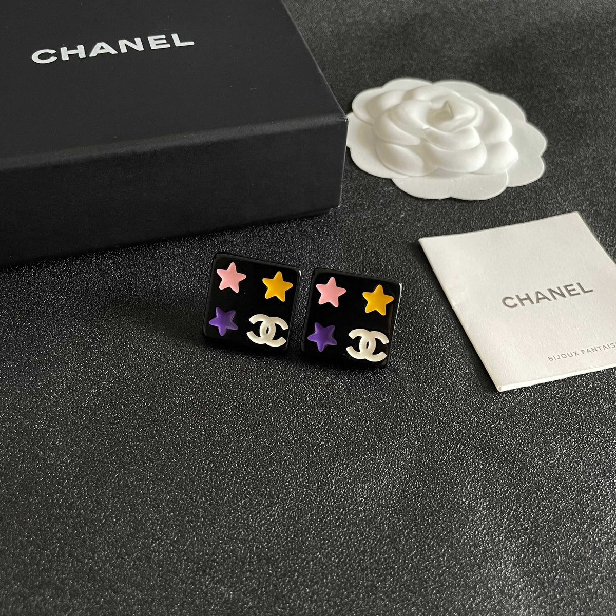 Martin Graham stud earrings in polished metal-tone – styled product view