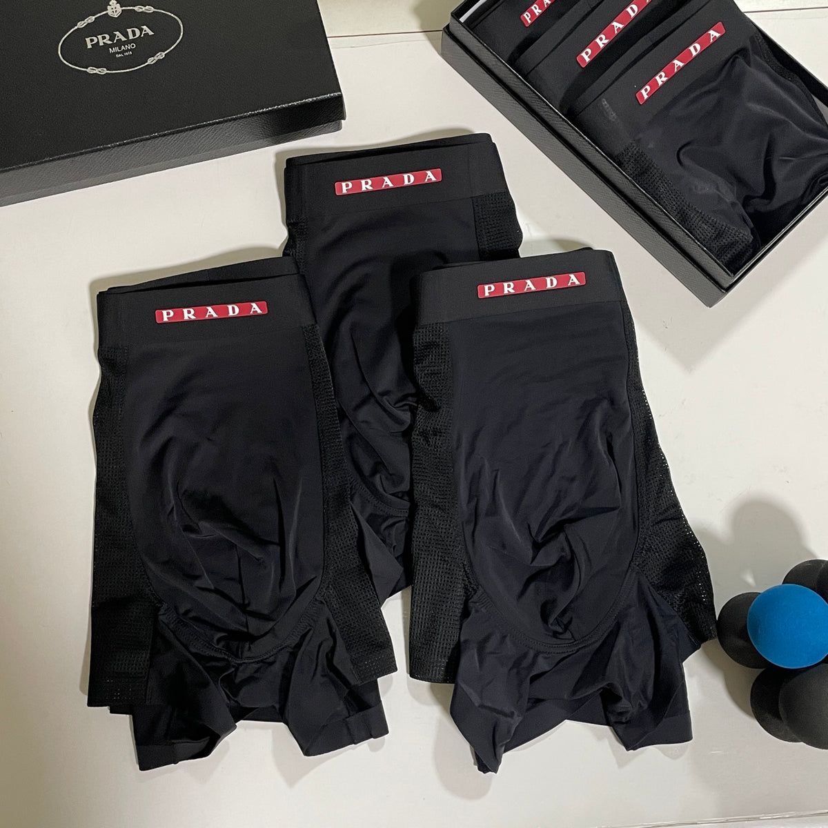 Prada Black Men's Boxer Briefs - 3-Piece Box