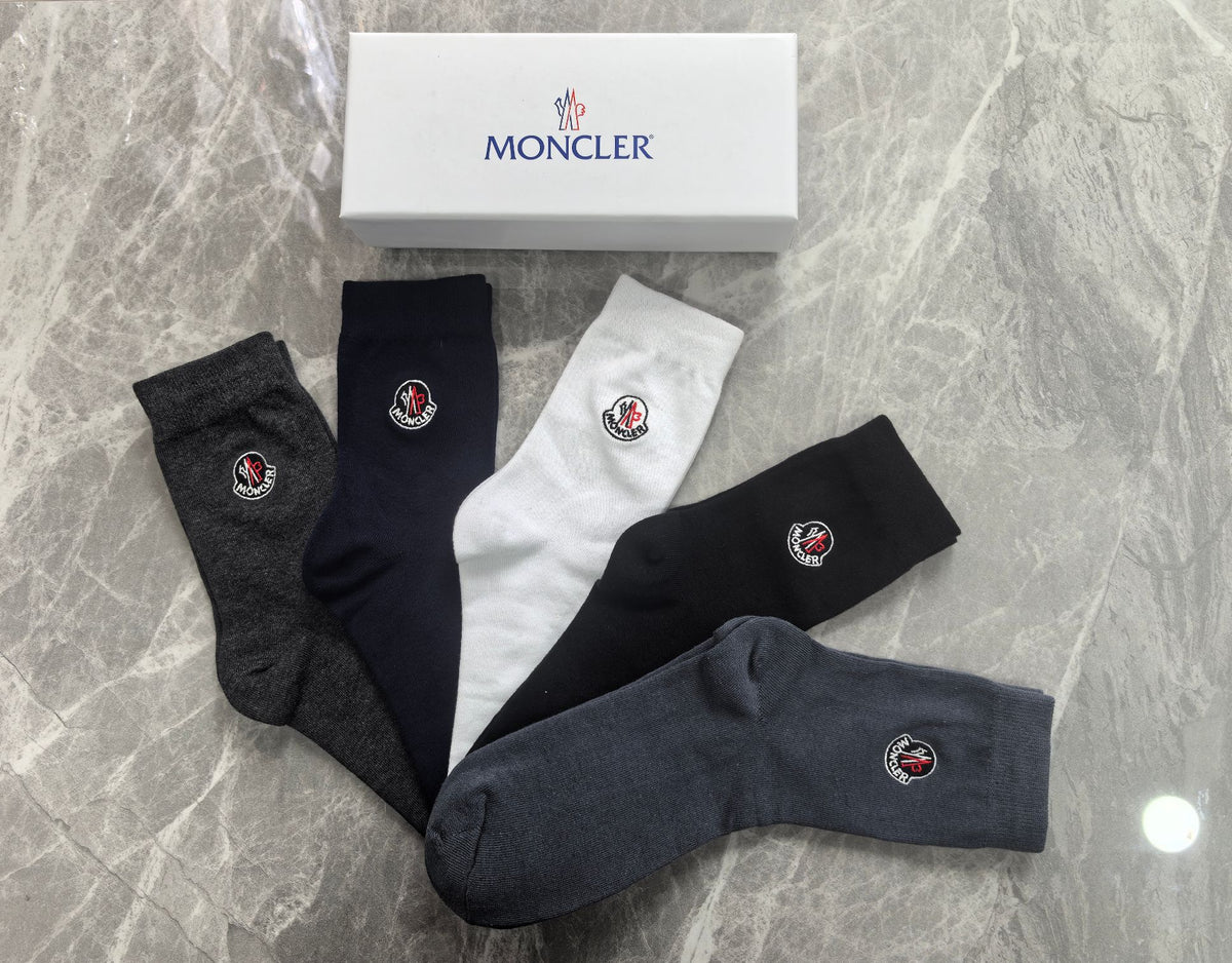 Moncler Small Round Emblems Crew Socks - 5-Pair Set