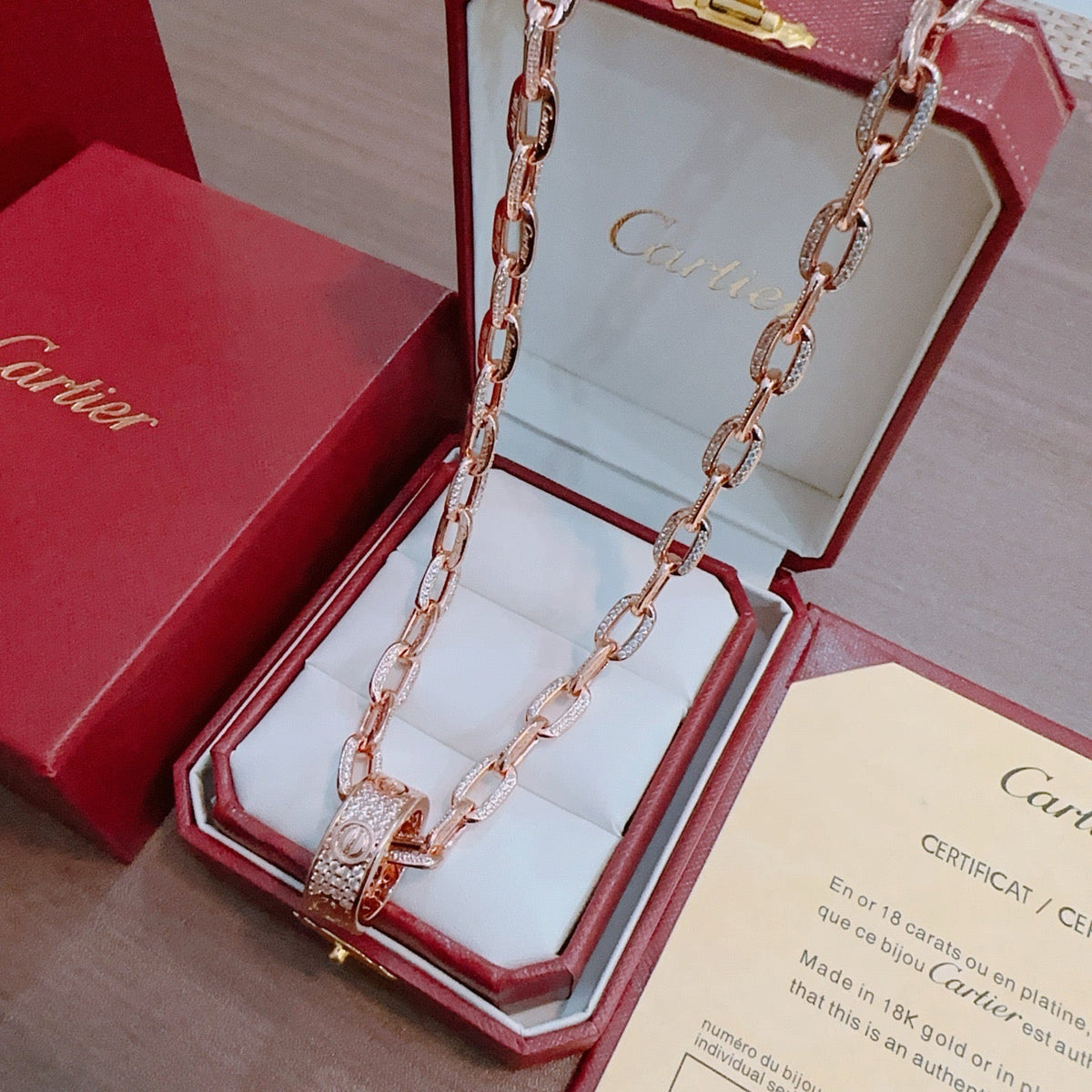 Martin Graham pendant necklace in polished metal-tone – close-up detail
