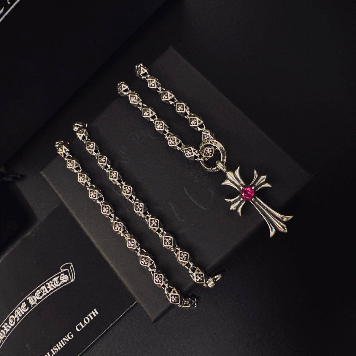 Martin Graham pendant necklace in polished metal-tone – styled product view