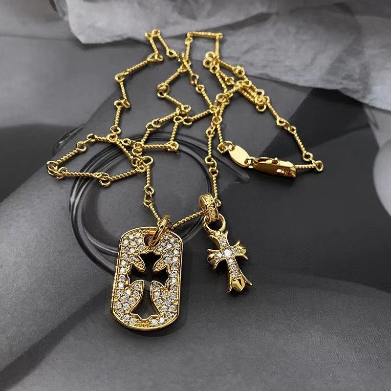 Martin Graham pendant necklace in polished metal-tone – styled product view