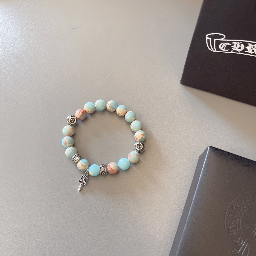 Martin Graham beaded bracelet in polished metal-tone – styled product view