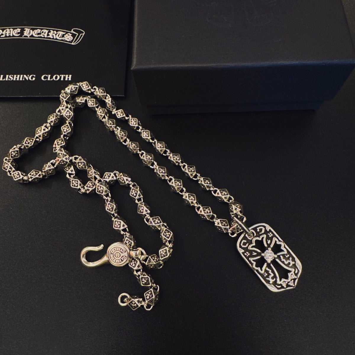 Martin Graham pendant necklace in polished metal-tone – styled product view