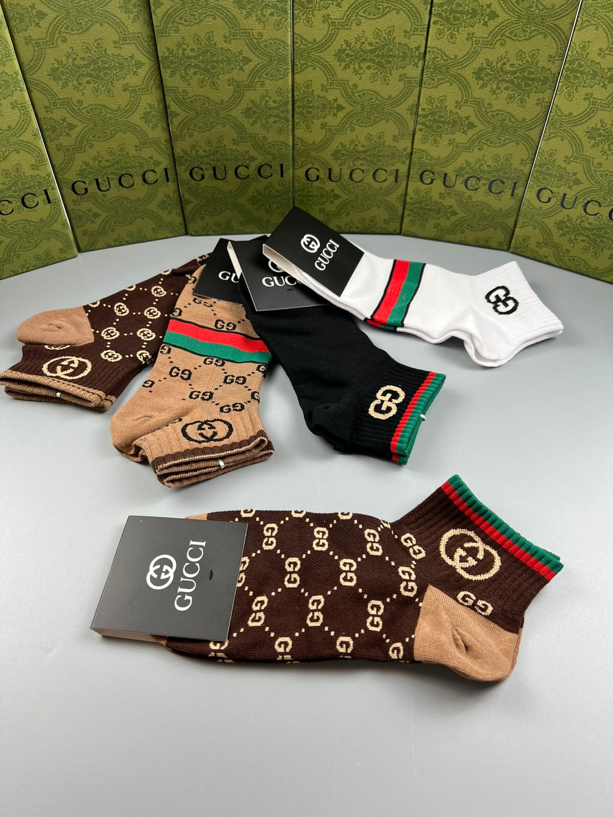 Gucci Mixed Monogram Ankle Socks - Box of 5 Pairs