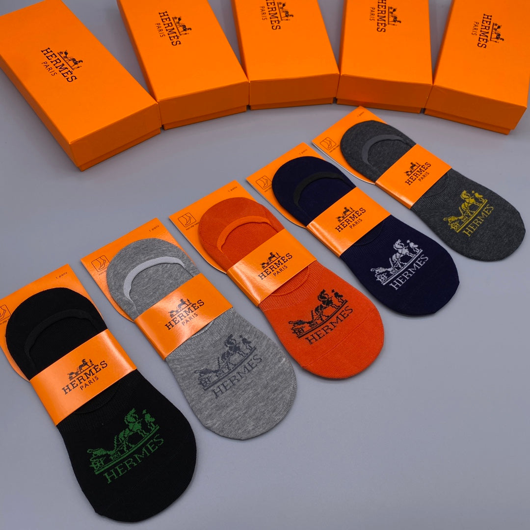 Hermes Horse Graphics No-Show Socks - 5-Pair Set