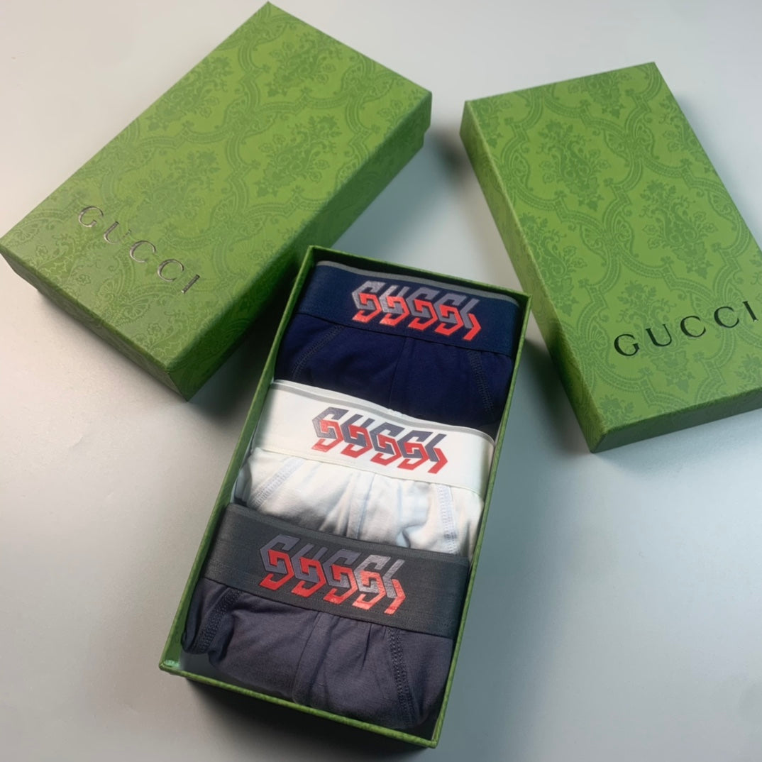 Gucci Red Logo Waistbands Men's Briefs