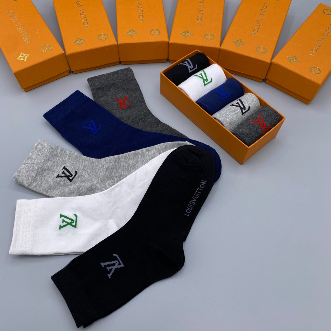 Louis Vuitton Small Contrast Initials Crew Socks - 5-Pair Set