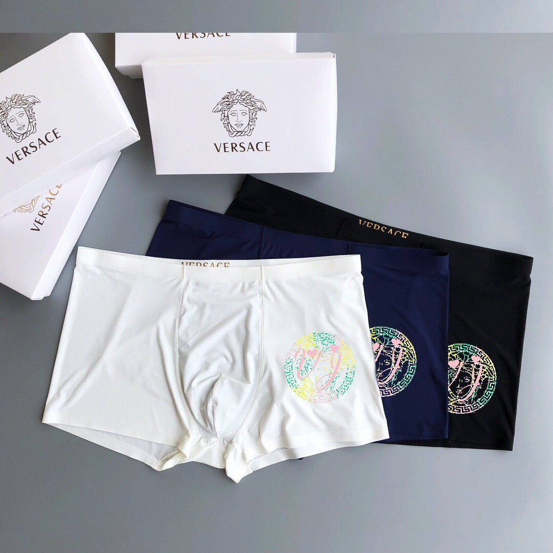Versace Clean Logo Waistbands Men's Boxer Briefs - 3-Piece Box