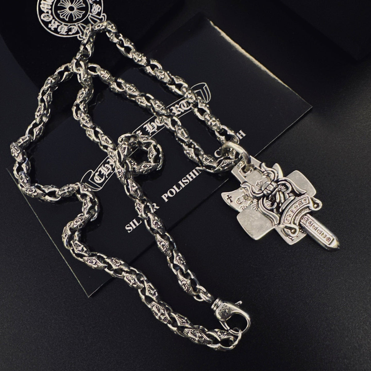 Martin Graham pendant necklace in polished metal-tone – styled product view